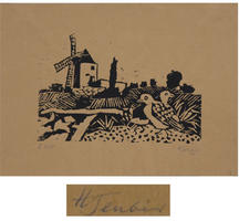 Hermann Teuber: Landschaft mit Windmühle