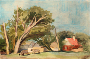 Hermann Teuber: Am Dorfrand (Rowe)